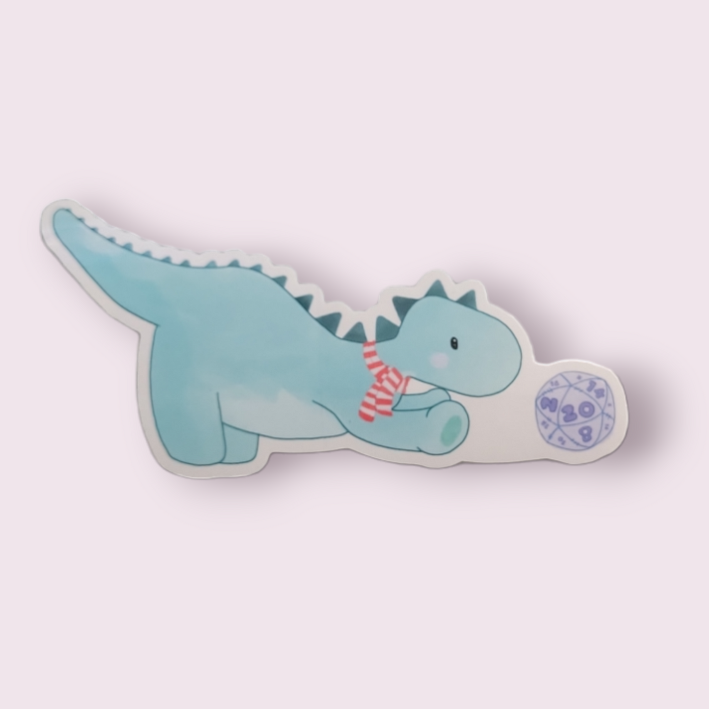 Dinosaur playing with a D20 Sticker