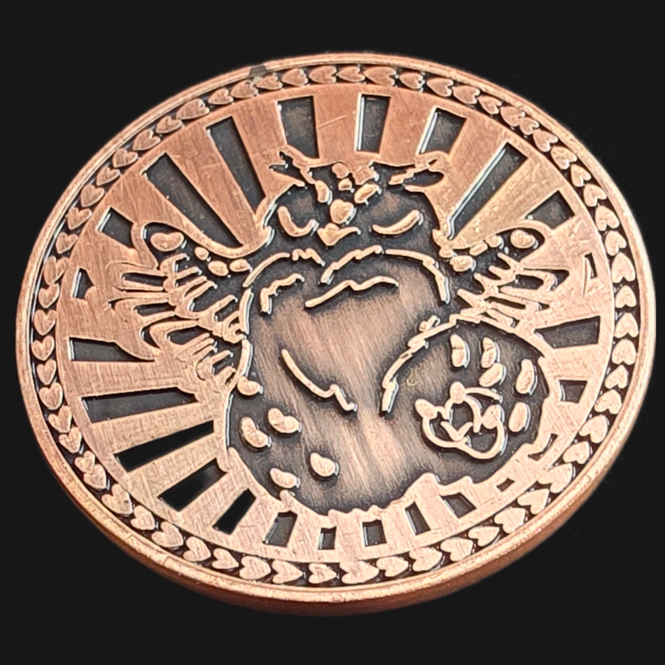 Solid Metal D2 Coin - Owlbear and Gelatinous Cube