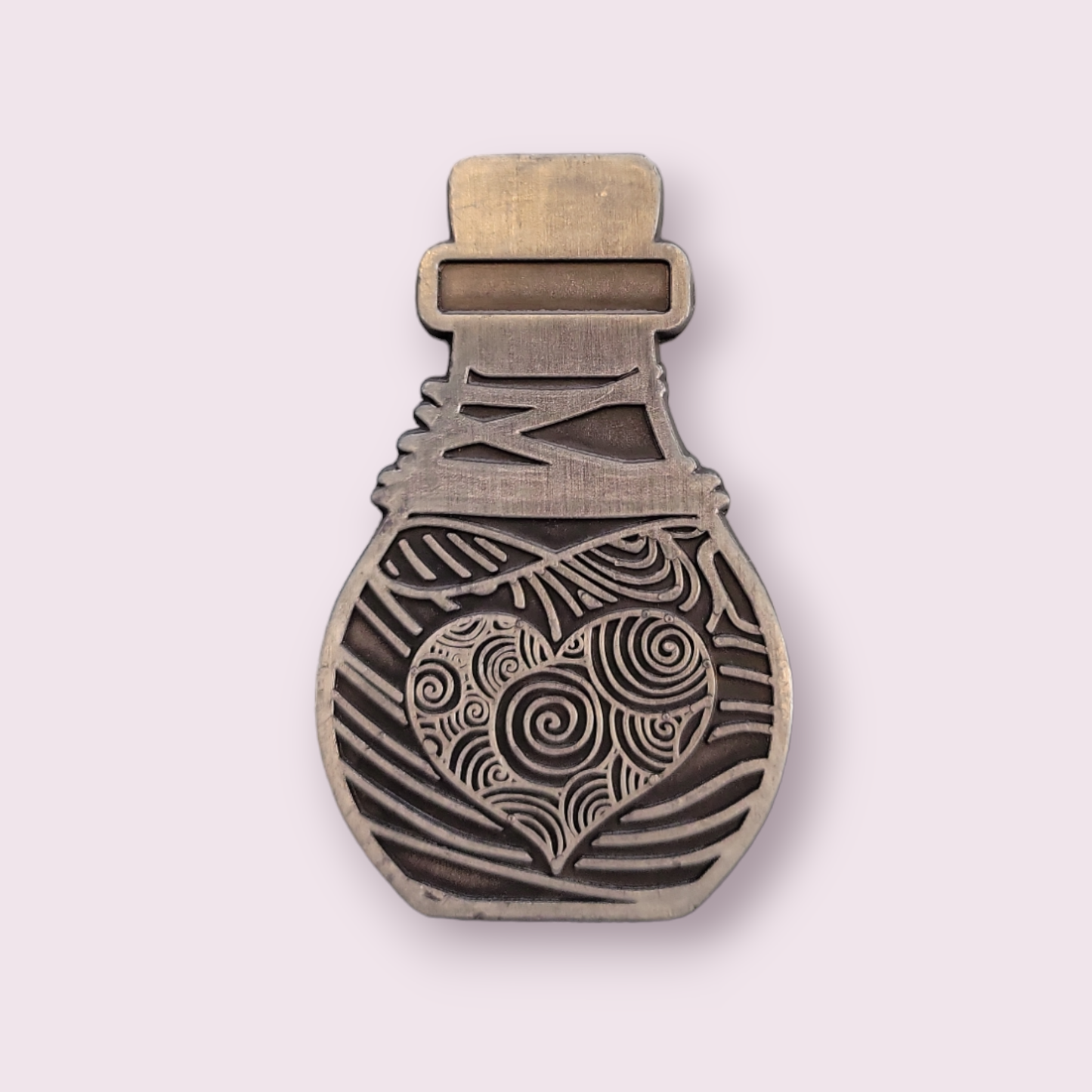 Bundle - 1 x Solid Metal D2 Coin Featuring a Life and Death Potion Bottle, 1 x Holographic Sticker, 1 x Vinyl D20 Sticker