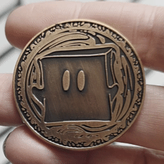 Solid Metal D2 Coin - Owlbear and Gelatinous Cube