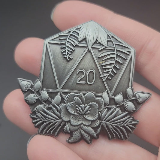 Solid Metal D2 Coin - Luck of the D20